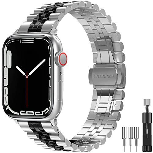 Diruite für Apple Watch 49mm 45mm 44mm 42mm 41mm 40mm 38mm Armband,Galvanisieren Edelstahl Armbänder Mit Doppelt Faltschließe Ersatzarmband für Apple Watch Ultra/Ultra 2/Series 9/8/7/6/5/4/SE/SE 2 von Diruite