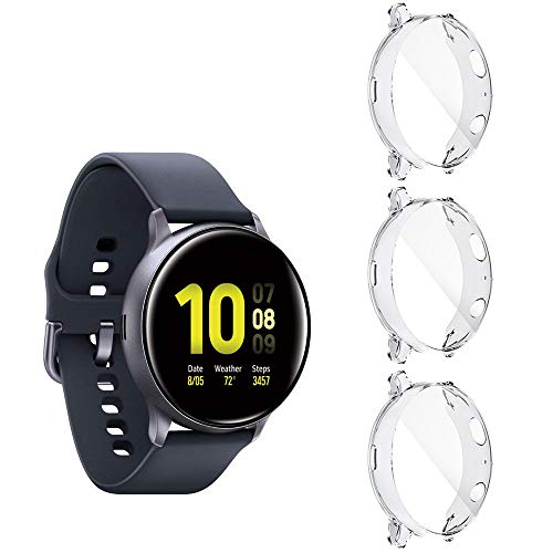 Diruite für Samsung Galaxy Watch Active 2 44mm hülle Schutzhülle(Nicht zutreffend Active 2 40mm),Soft TPU Slim Stoßfestes Plattierte Displayschutzfolie für Samsung Active 2 Cover- Klar+Klar+Klar von Diruite