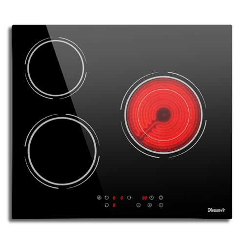 Disaenvir Glaskeramikkochfeld 3 Platten 5200W, Doppelringheizung, Herdplatte 3 Kochfelde Flexible Temperaturregelung, Kindersicherung, Kochfeld mit Disaenvir Glaskeramikkochfeld 3 Platten 5200W, Doppelringheizung, Herdplatte 3 Kochfelde Flexible Temperaturregelung, Kindersicherung, Kochfeld mit von Disaenvir