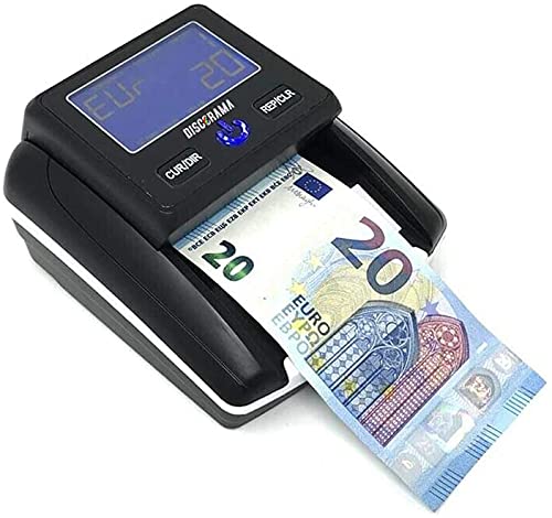 DISCORAMA® - Falschgelddetektor, aktualisierbar mit USB, Überprüfung gefälschter Euro-Banknoten mit wiederaufladbarem Akku und Banknotenzähler von Discorama