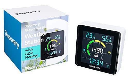 Discovery Report WA40 Digitale Mini-Wetterstation mit CO2-Monitor, Thermometer, Hygrometer und Uhr von Discovery
