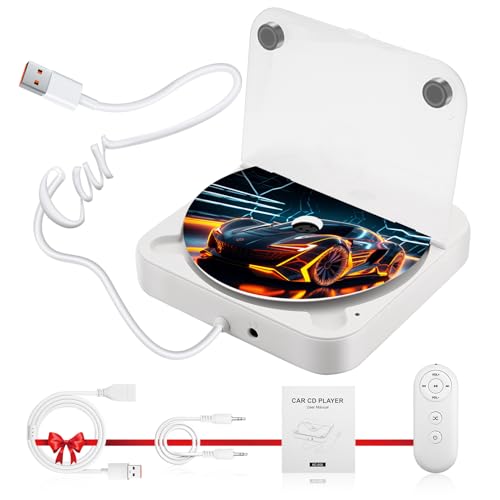 Auto CD Player Laufwerk mit USB-Anschluss - Extern Universal CD Player für Auto PKW LKW, Extra USB-Verlängerungskabel, Externes CD Laufwerk für Laptop, PC, Fernseher, kompatibel mit Android Autoradio von Dislind