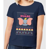 Disney Classic Dumbo Damen Christmas T-Shirt - Navy Blau - XL von Disney