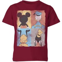 Disney Donald Duck Mickey Mouse Pluto Goofy Tiles Kids' T-Shirt - Burgundy - 9-10 Jahre von Disney