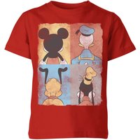 Disney Donald Duck Mickey Mouse Pluto Goofy Tiles Kids' T-Shirt - Red - 3-4 Jahre von Disney