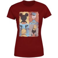 Disney Donald Duck Mickey Mouse Pluto Goofy Tiles Women's T-Shirt - Burgundy - XL von Disney