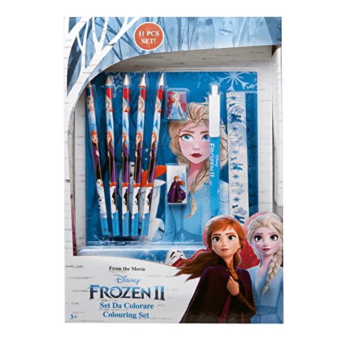 Disney Frozen 2 Stationery Sets for Girls with Anna Elsa Pencil Case Notebook, Colouring Pencils for Children, Note Pad, Ruler, Writing Set for School, Stationary Gift Set for Kids Gifts for Girls von Disney