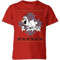 Disney Frozen Olaf and Snowmen Kids' Christmas T-Shirt - Red - 7-8 Jahre von Disney