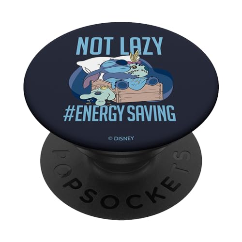Disney Lilo & Stitch Sleeping Not Lazy Hashtag Energy Saving PopSockets mit austauschbarem PopGrip von Disney