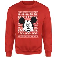 Disney Mickey Mouse Christmas Mickey Face Weihnachtspullover – Rot - M von Disney