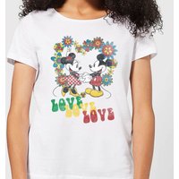 Disney Mickey Mouse Hippie Love Frauen T-Shirt - Weiß - L von Disney