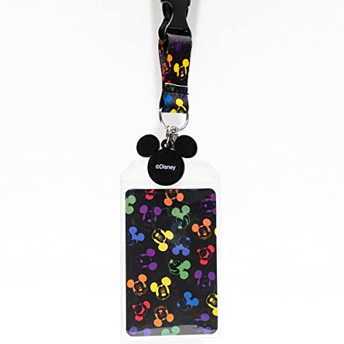 Disney Mickey Mouse Rainbow Lanyard - Exclusive - 33 inches Long with Badges Holder - Black and Multi-Colored Vegan Friendly von Disney