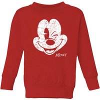Disney Mickey Mouse Worn Face Kids' Sweatshirt - Red - 5-6 Jahre von Disney