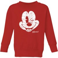 Disney Mickey Mouse Worn Face Kids' Sweatshirt - Red - 9-10 Jahre von Disney