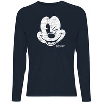 Disney Mickey Mouse Worn Face Men's Long Sleeve T-Shirt - Navy - M von Original Hero