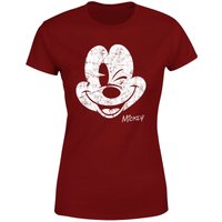 Disney Mickey Mouse Worn Face Women's T-Shirt - Burgundy - S von Disney