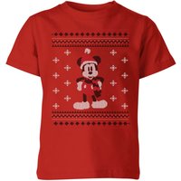 Disney Mickey Scarf Kids' Christmas T-Shirt - Red - 5-6 Jahre von Disney