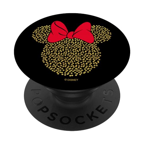 Disney Minnie Mouse Dotted Gold Icon on Black PopSockets mit austauschbarem PopGrip von Disney