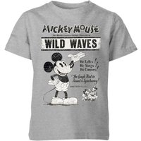 Disney Retro Poster Wild Waves Kinder T-Shirt - Grau - 11-12 Jahre von Original Hero