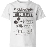 Disney Retro Poster Wild Waves Kinder T-Shirt - Weiß - 9-10 Jahre von Disney