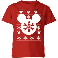 Disney Snowflake Silhouette Kids' Christmas T-Shirt - Red - 3-4 Jahre von Disney