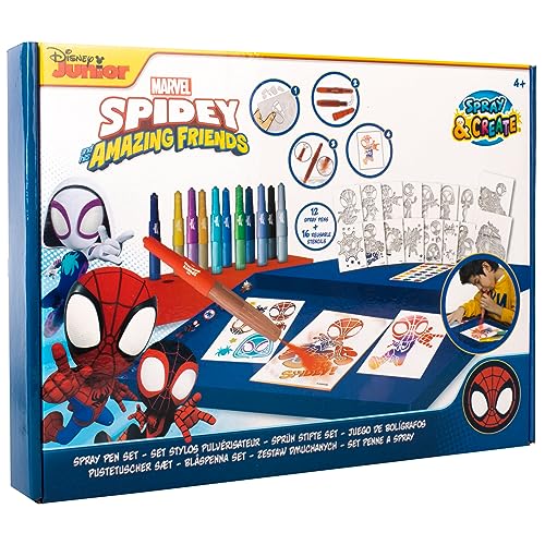 Disney - Spidey - Sprühstift-Set Deluxe - Malstifte für Kinder - Malset mit Buntstiften und Malvorlagen - SP22368 Disney - Spidey - Sprühstift-Set Deluxe - Malstifte für Kinder - Malset mit Buntstiften und Malvorlagen - SP22368 von Disney