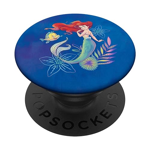 Disney The Little Mermaid Ariel and Flounder Sea Watercolor PopSockets mit austauschbarem PopGrip von Disney