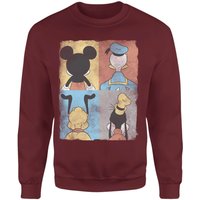Donald Duck Mickey Mouse Pluto Goofy Tiles Sweatshirt - Burgundy - L von Disney