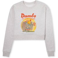 Dumbo Flying Elephant Women's Cropped Sweatshirt - Ecru Marl - L von Original Hero