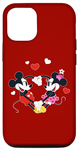 Hülle für iPhone 15 Disney Mickey und Minnie Herzen Valentinstag rot von Disney