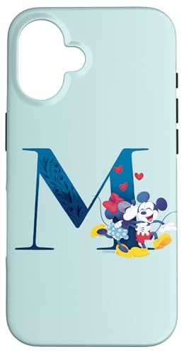Hülle für iPhone 16 Disney Alphabet Monogramm Buchstabe M für Mickey & Minnie Mouse von Disney