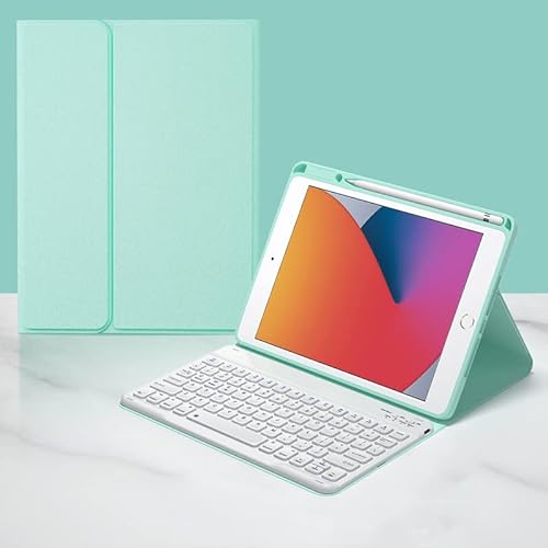 Disonbeir Tastatur-Schutzhülle für iPad 10. Generation 2022, 27.7 cm (10.9 Zoll), mikrokonkave Taste, mehrere Winkel, magnetisch, PU-Leder, Smart-Folio-Abdeckung (Mintgrün) von Disonbeir