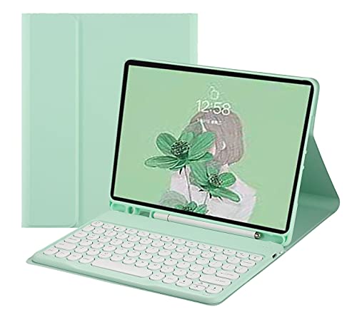 Disonbeir iPad 9. 8. 7. Generation 10.2 Zoll (25.9 cm) Tastatur-Schutzhülle für iPad Air 3. Generation Pro 26.7 cm (10.2 Zoll), Farbtastatur, abnehmbare BT-Tastaturabdeckung mit Stifthalter, Mintgrün von Disonbeir