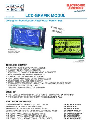 Display Elektronik Grafik-Display Gelb-Grün 240 x 128 Pixel (B x H x T) 144.00 x 104.00 x 15.8mm von Display Elektronik