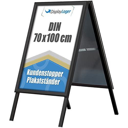 DisplayLager, Dänische Qualität | Kundenstopper Alu-Line | 2 Plakate (beidseitig) | Wetterfeste Plakatständer Gehwegaufsteller Werbetafel (Schwarz, 70 x 100 cm) von DisplayLager