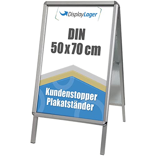 DisplayLager, Dänische Qualität - Kundenstopper Alu-Line Rondo inkl. 2 x APET für 2 Plakate (beidseitig) - Wetterfest Plakatständer Gehwegaufsteller Werbetafel (50 x 70 cm) von DisplayLager