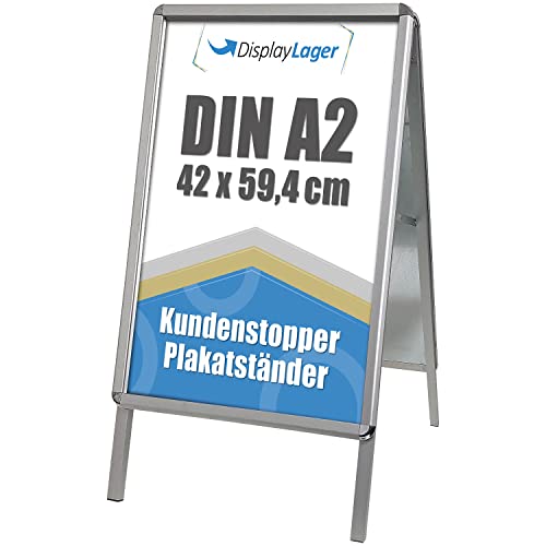 DisplayLager, Dänische Qualität - Kundenstopper Alu-Line Rondo inkl. 2 x APET für 2 Plakate (beidseitig) - Wetterfest Plakatständer Gehwegaufsteller Werbetafel (A2) von DisplayLager