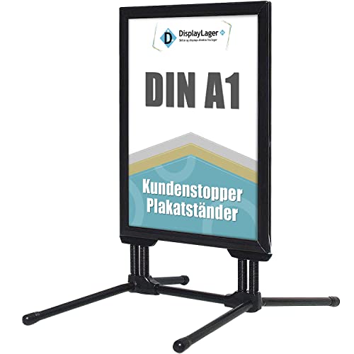 DisplayLager - A1 Wind-Line Topqualitäts Kundenstopper, Schwarz, wasserfest, wetterfest, stabiler Fuß, 40mm Profil, 2x entspiegelte Schutzscheiben von DisplayLager