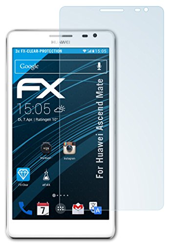 atFoliX Huawei Ascend Mate Displayschutzfolie (3 Stück) - FX-Clear, kristallklare Premium Schutzfolie von Displayschutz@FoliX