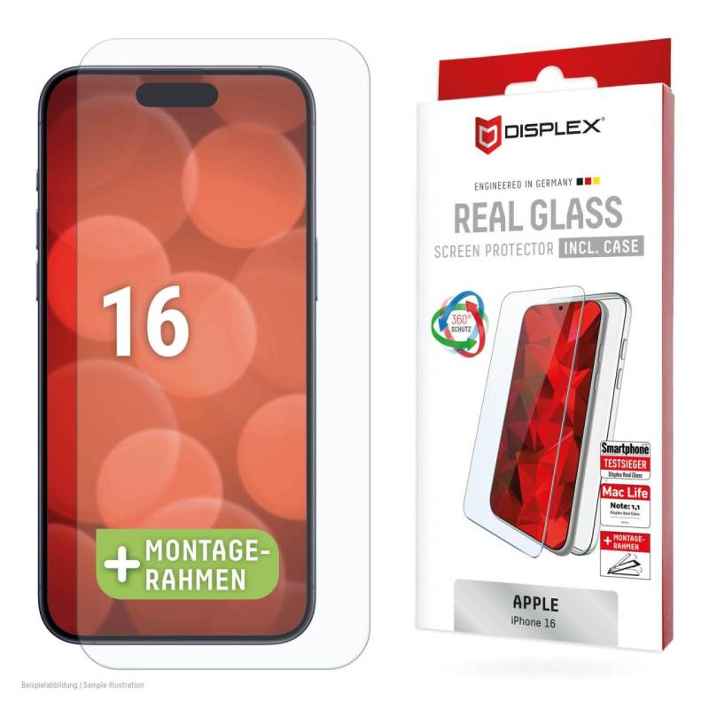DISPLEX Panzerglas (10H) + Schutzhülle für Apple iPhone 16 von Displex