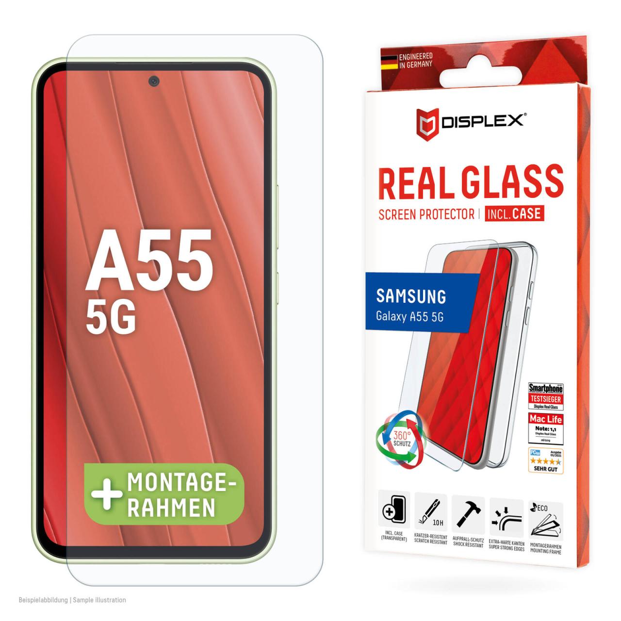 DISPLEX Panzerglas (10H) + Schutzhülle für Samsung Galaxy A55 5G von Displex