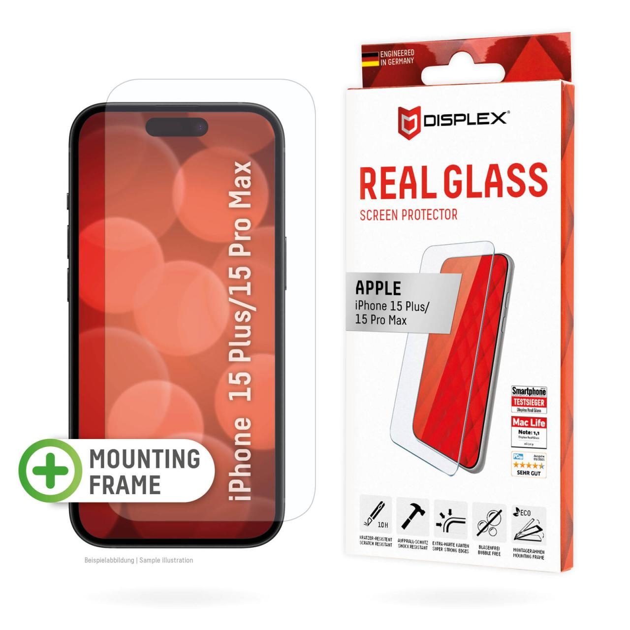 DISPLEX Panzerglas (10H, 2D) für Apple iPhone 15 Plus/15 Pro Max von Displex