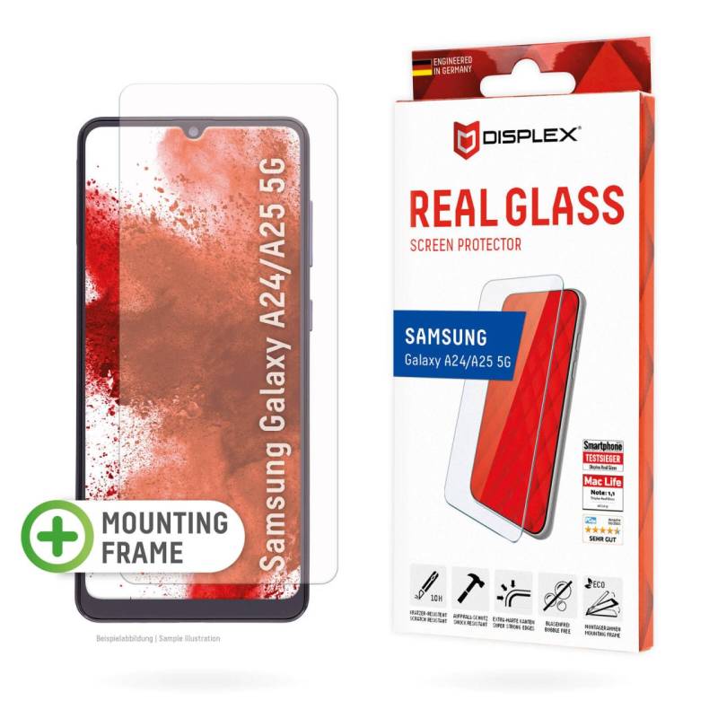 DISPLEX Panzerglas (10H, 2D) für Samsung Galaxy A24/A25 5G, Eco-Montagerahmen... von Displex