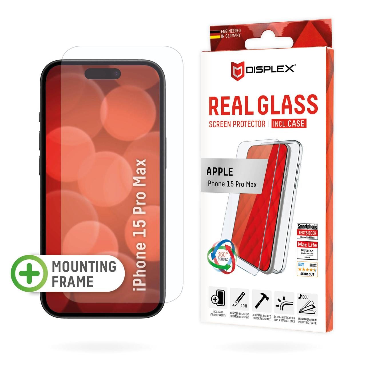 DISPLEX Panzerglas + Schutzhülle für Apple iPhone 15 Pro Max von Displex