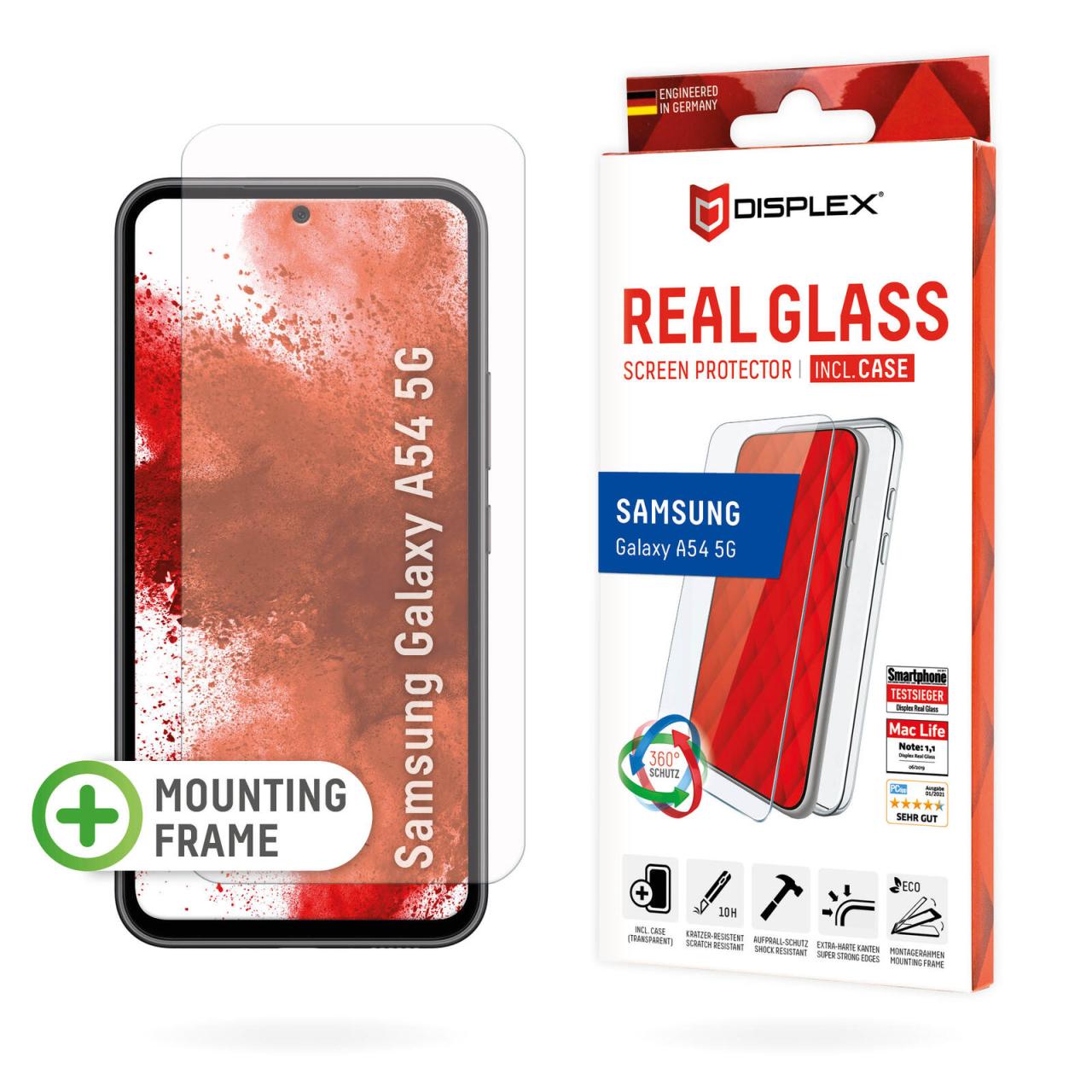 DISPLEX Panzerglas + Schutzhülle für Samsung Galaxy A54 5G, Eco-Montagerahmen... von Displex