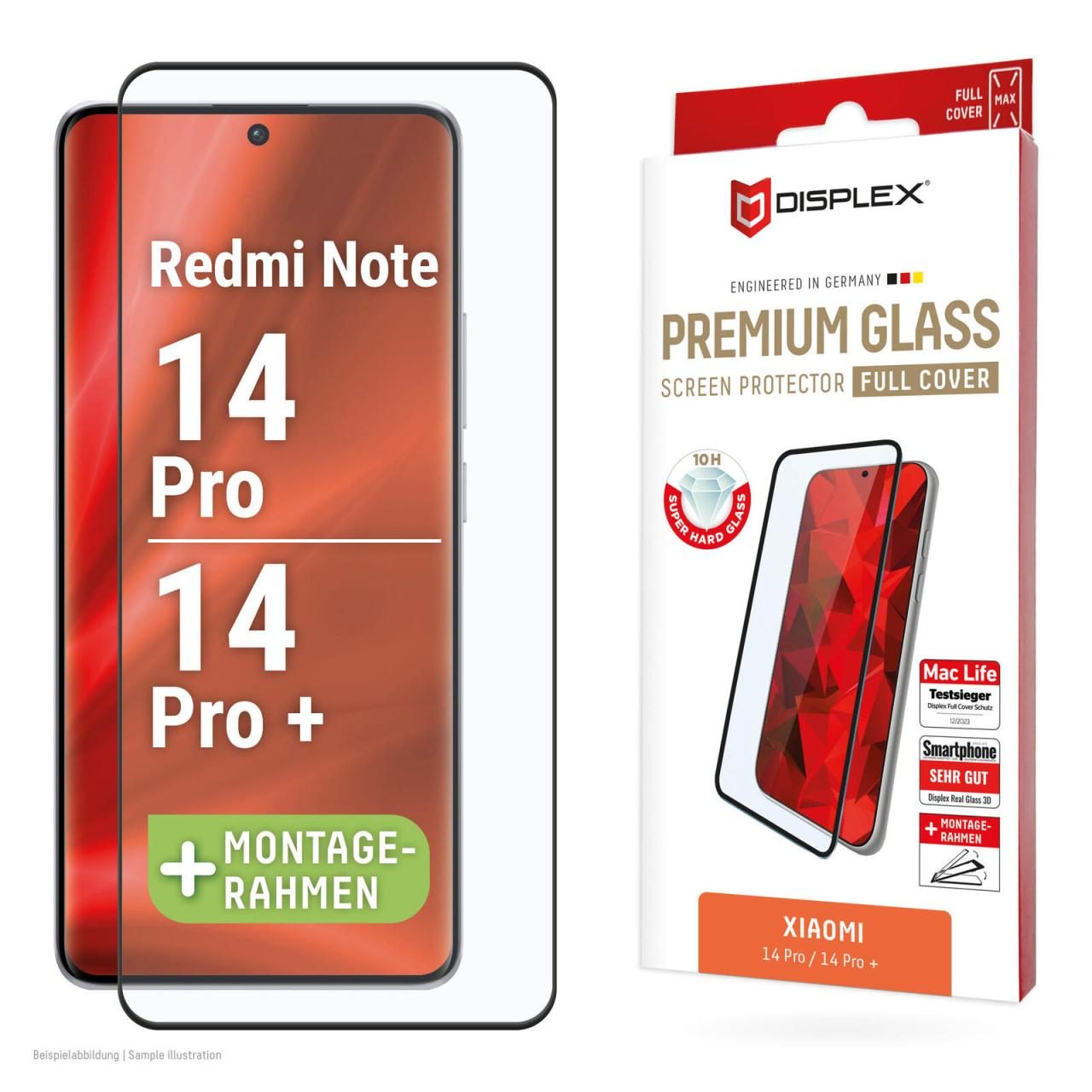 DISPLEX Premium Glas (Full Cover) für Xiaomi Redmi Note 13 Pro+/Note 14 Pro(+) von Displex