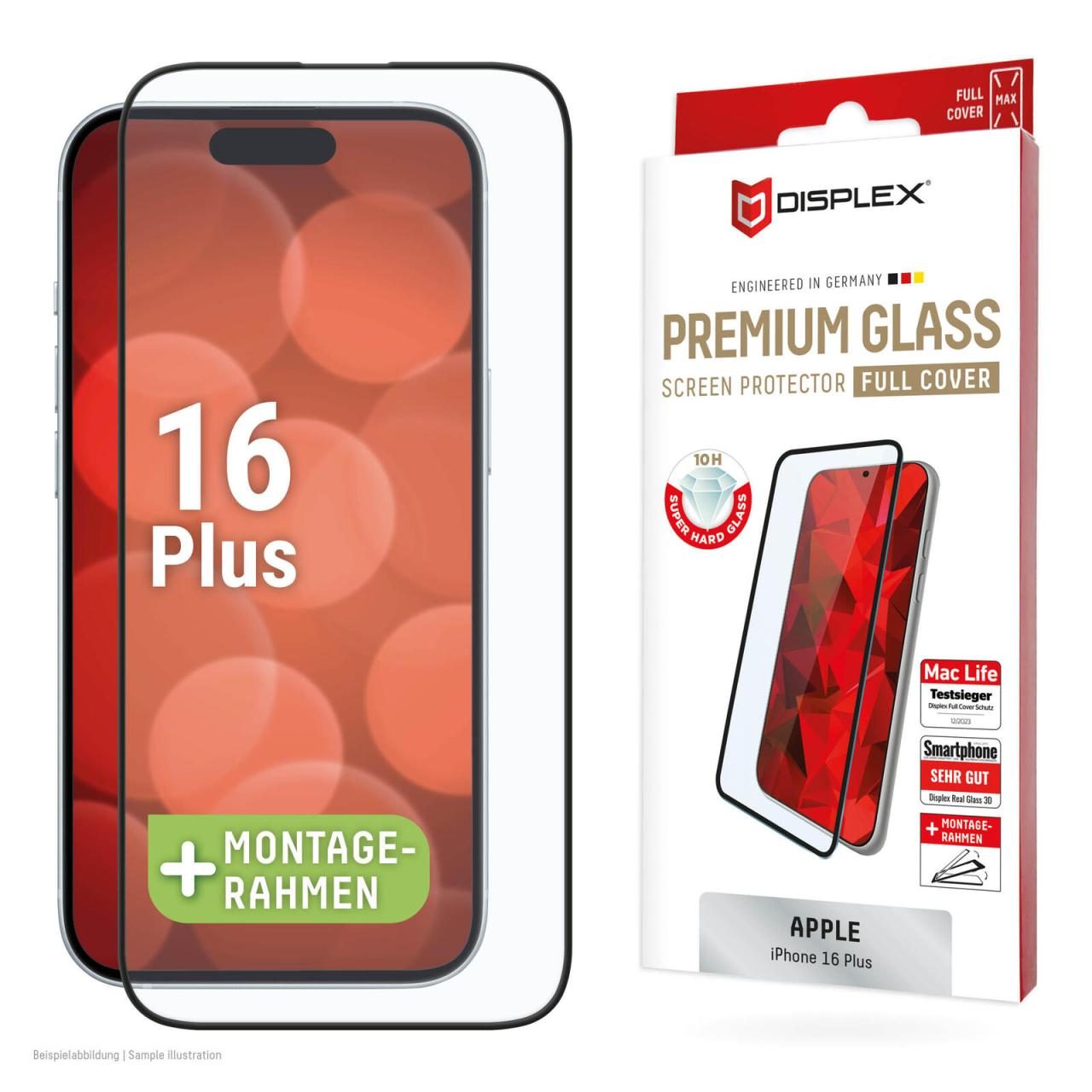 DISPLEX Premium Panzerglas (Full Cover, 10H) für Apple iPhone 16 Plus von Displex