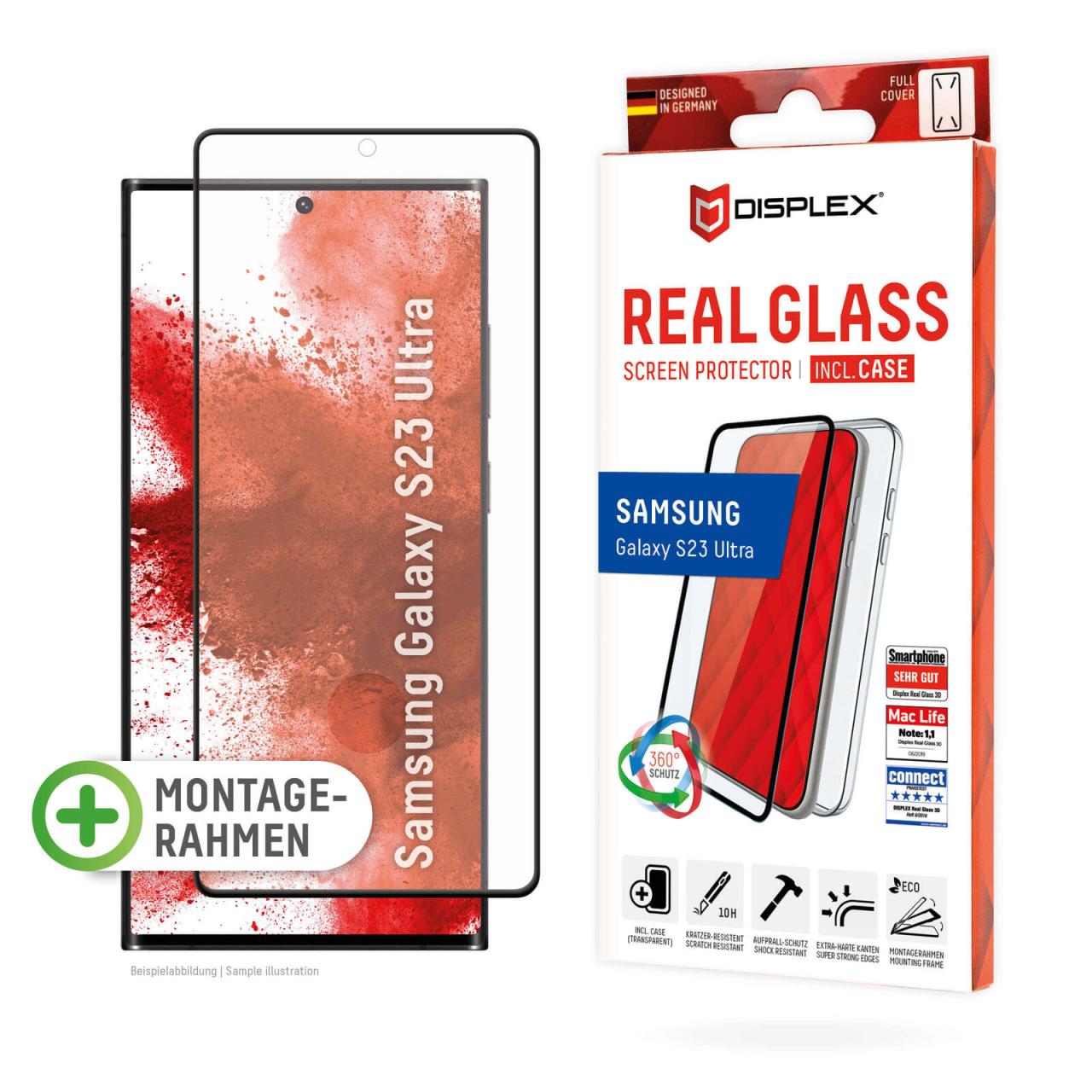 DISPLEX Real Glass + Case Schutzset für Samsung Galaxy S23 Ultra von Displex