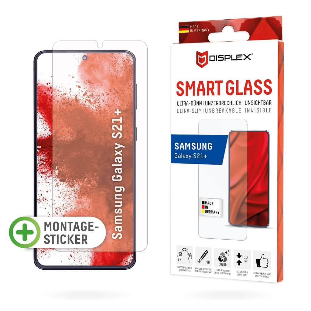 DISPLEX Smart Glass (9H) für Samsung Galaxy S21+ Montagesticker, unzerbrechlich, ultra-dünn, unsichtbar von Displex