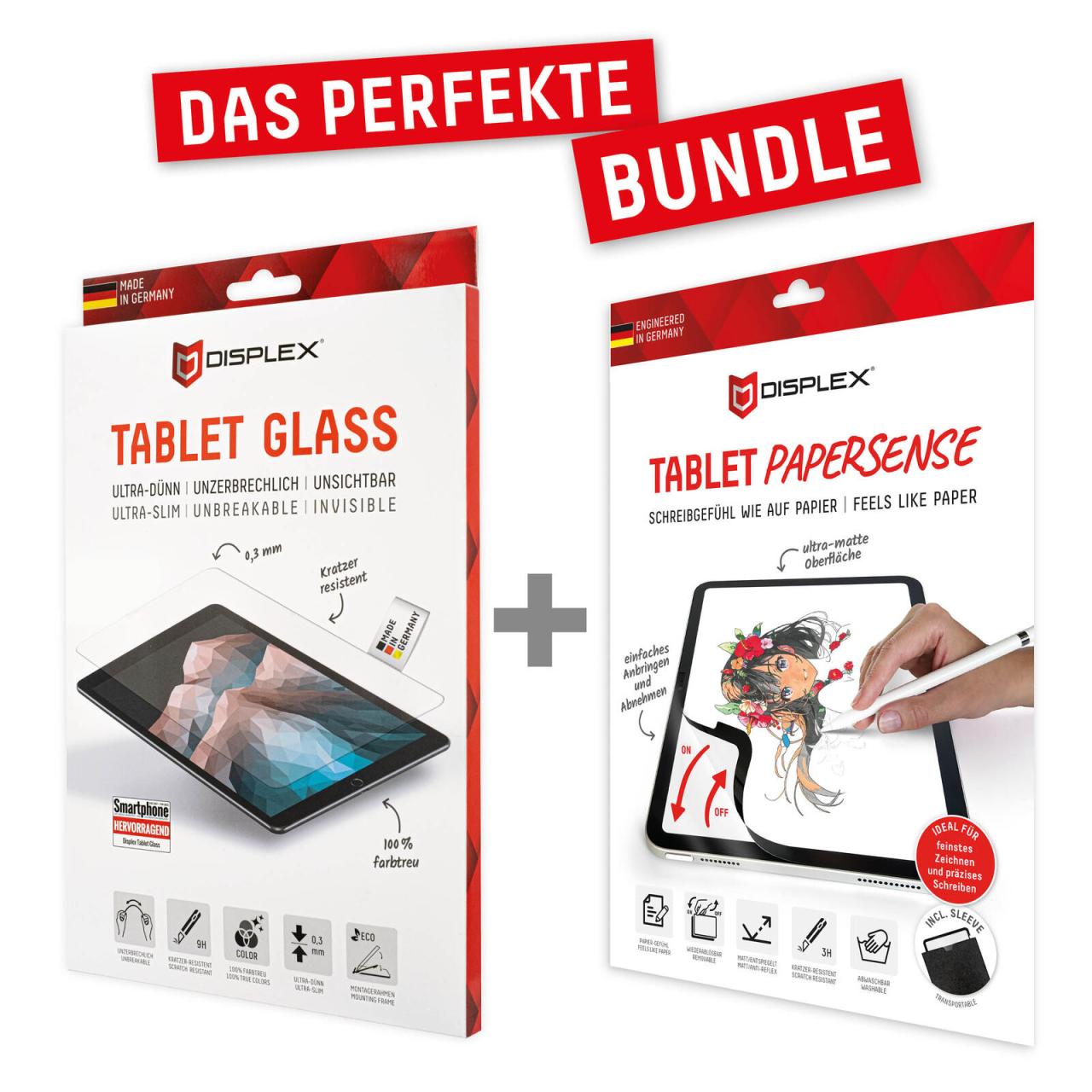 DISPLEX Tablet Glass (9H) & PaperSense Schreib- und Zeichenfolie für iPad 10,... von Displex